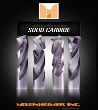 Misenheimer 341-5533 Spiral 1/2" Carbide Flush Trim Router Bit, 2 Flute, 4" OAL 