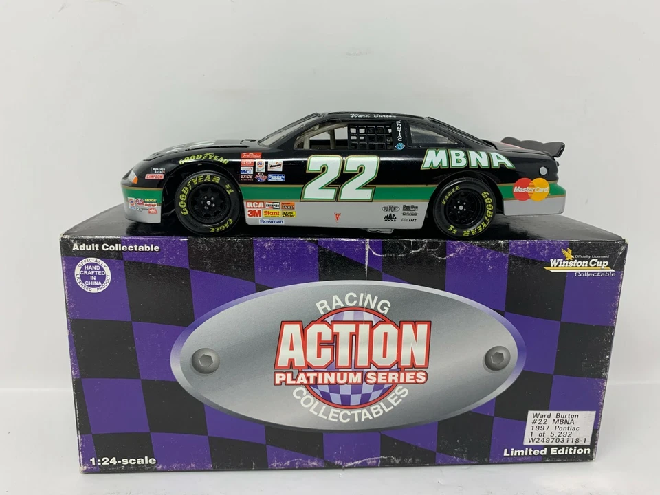 Acción Nascar Ward Burton #22 MBNA 1997 Pontiac Grand Prix 1:24 Diecast Foto 3 de 4
