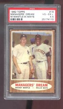 1962 Topps #18 Managers' Dream Mickey Mantle Willie Mays PSA 5 Graded Card MLB