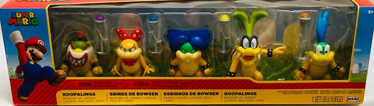 Nintendo Super Mario Bowser Jr, Wendy, Ludwig, Iggy Larry 2.5 Mini Figure 5-Pack Koopalings Jakks Pacific - ToyWiz