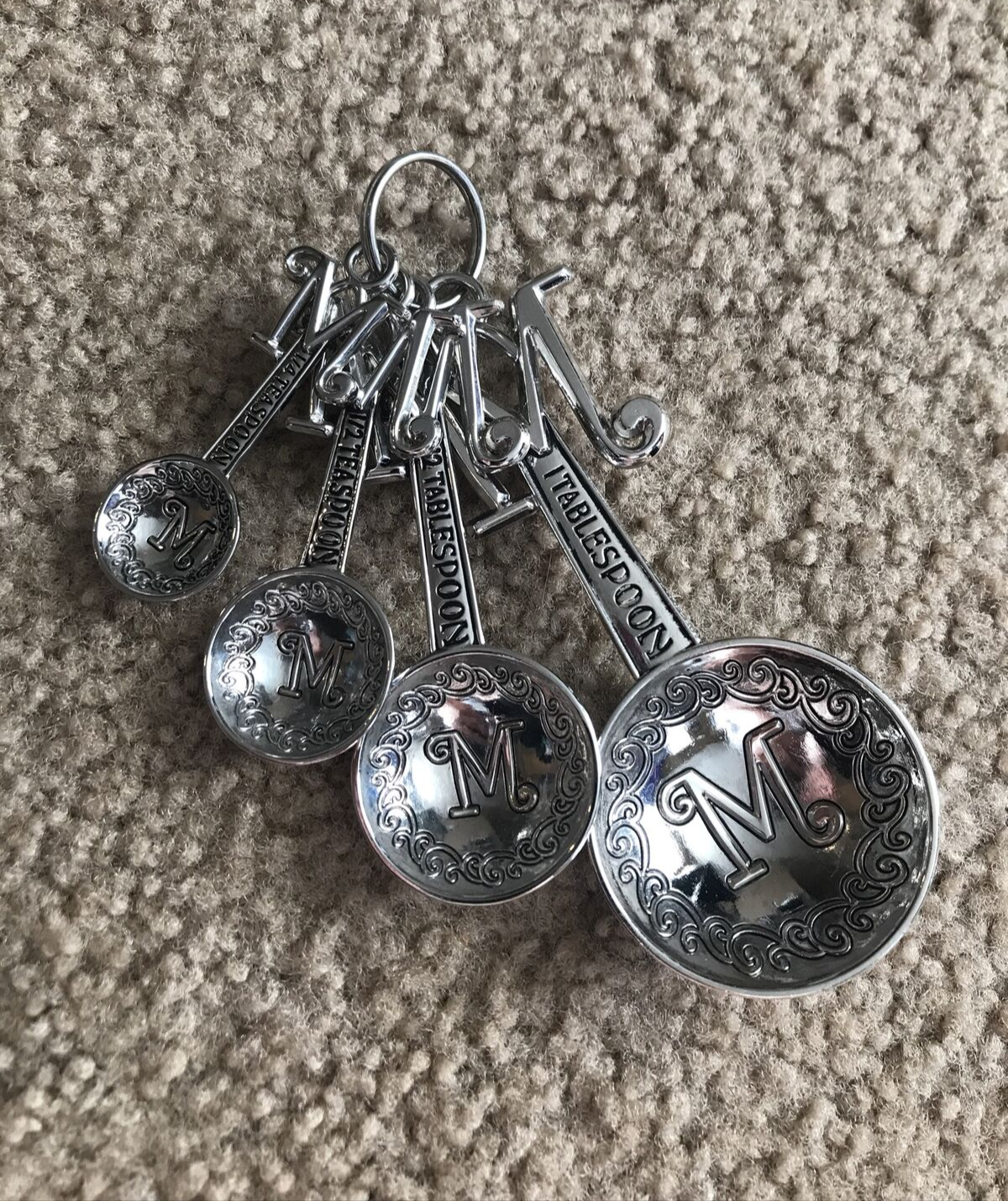 Silver Monogrammed Measuring Spoons 4 Piece Set Has The Letter 