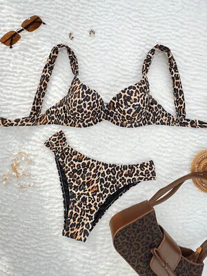 BESTSELLER  SHEIN Swim 2 Stück Bikini Damen Bademode Sommerurlaub - Sexy Leopard