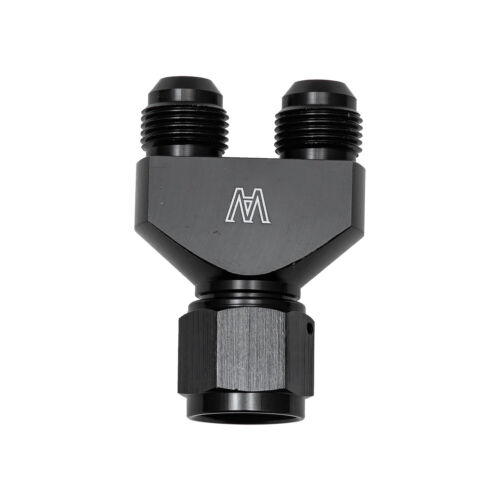 Y Block Adapter Fitting -10AN Female To Parallel Exit Dual -8 AN Male Aluminum - Picture 1 of 5