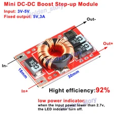 Mini DC-DC Boost Step-Up Power Supply Volt Converter 3V 3.3V 3.7V 4.2V to 5V 3A