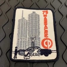Vintage 1970s 75 MASSACRE CP Patch Buildings, Protest, Dead Guy, Car 3.25” x 4”