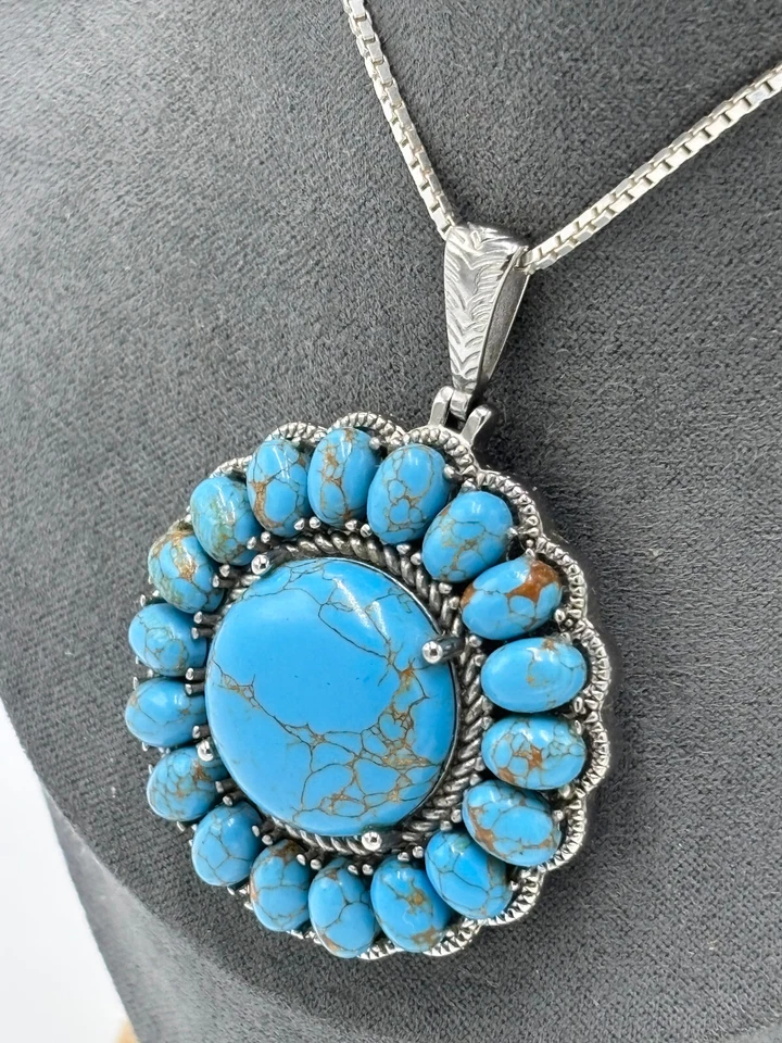 Blauer Türkis Anhänger Edelstahl - Bild 2 von 4