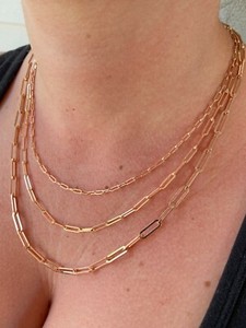 Authentic 14k Rose Gold Plated Solid 925 Silver Paperclip Rolo Chain 2.5mm- 4mm Necklace