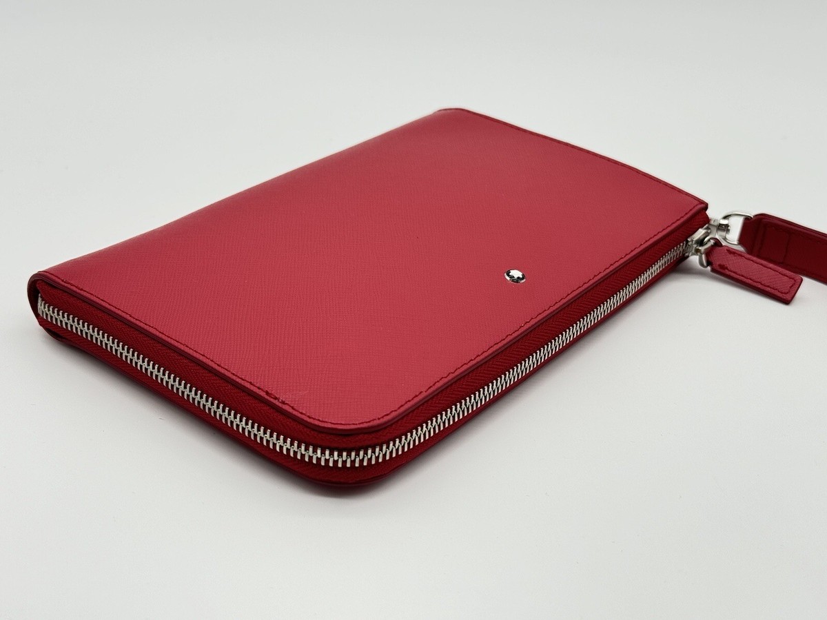 MONTBLANC SARTORIAL RED CALFSKIN LEATHER POUCH CLUTCH NEW 100