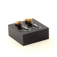 Ohrringe 2 Mookaite Perlen Aus Australien + Holz 8 Mm Aus Edelstahl