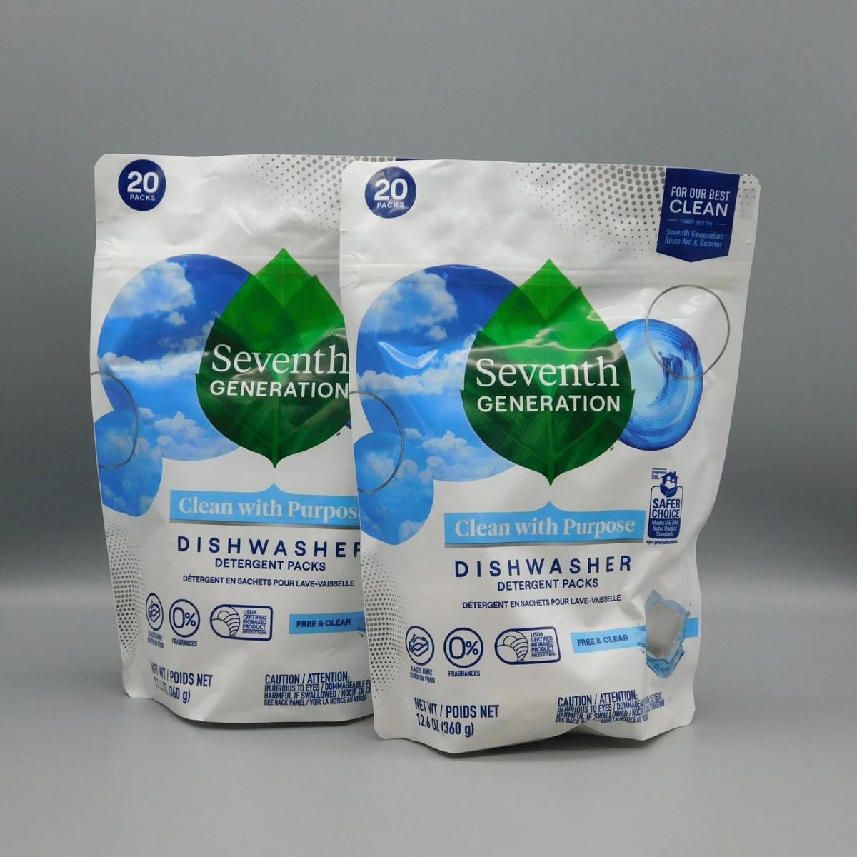 Seventh Generation Dishwasher Detergent Packs Free Clear 20