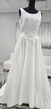 503 White Satin Wedding Gown: Low Scoop Front and Low V Neckline on the back,