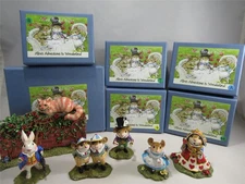 Wee Forest Folk Ltd Edition Alice in Wonderland Set of 6 WFFs Special Blue Boxes