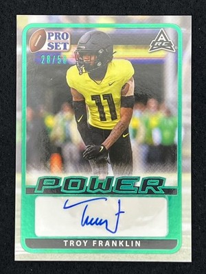 #1884 Troy Franklin 2021 Leaf Pro Set Power #BA-TF2 Green /50 Auto RC Broncos