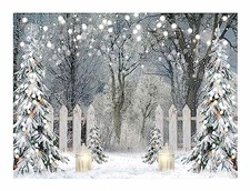 8x6FT Winter Photography Backdrop Glitter Snowy Forest Pine Tree 96 x 72 in