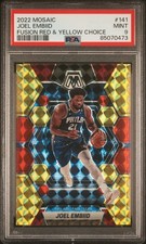 Joel Embiid Mosiac Fusion Red & Yellow Choice /88 PSA 9 (#141) 2022/23