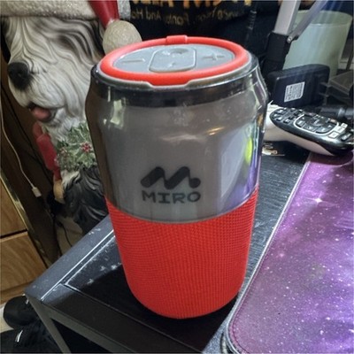 MIRO Red Portable Bluetooth Speaker Cylinder with LED Lights USB Micro-USB