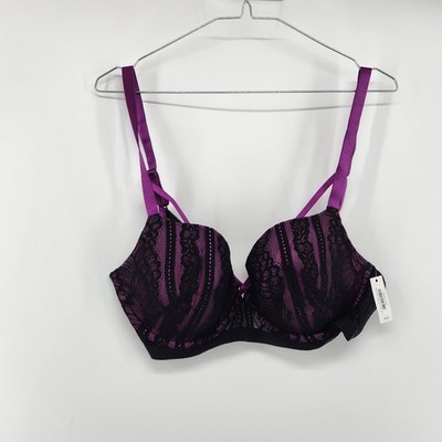 Adore Me 40D Purple Black Sparrow Demi Bra NWT