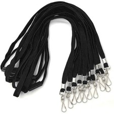Breakaway Lanyards Black Neck Straps 36" with Swivel J Hook for ID Badge