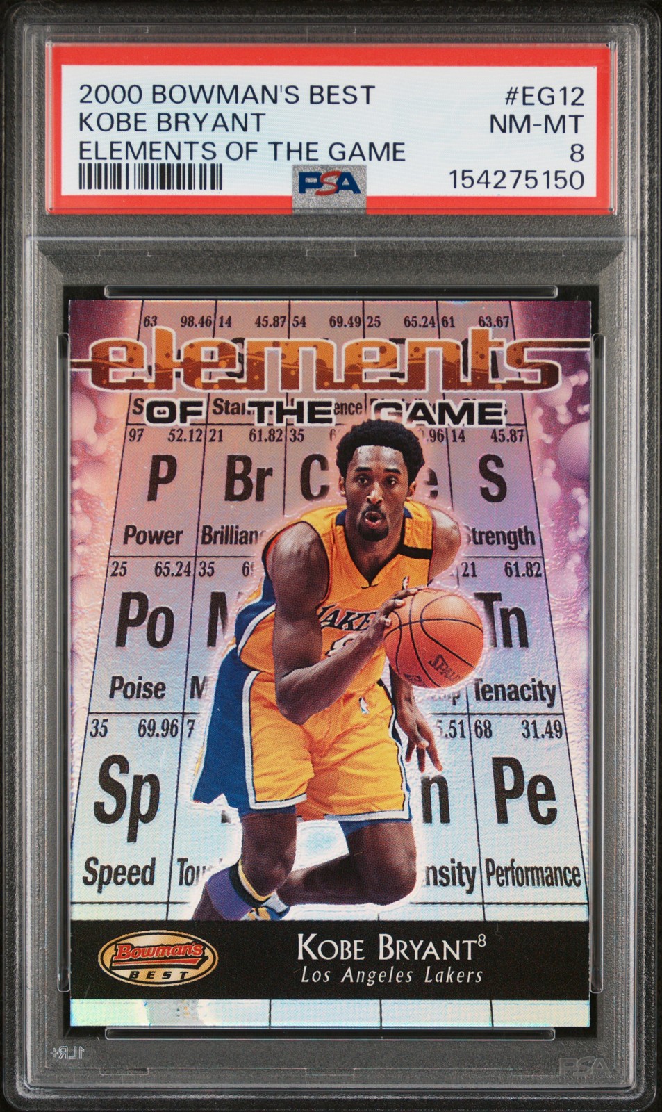 2000 BOWMAN'S BEST ELEMENTS OF THE GAME #EG12 KOBE BRYANT PSA 8 view 1