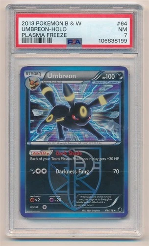 2013 POKEMON B & W PLASMA FREEZE UMBREON HOLO #64 PSA 7 NM