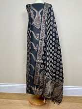 Schwarz Banarasi Baumwolle Seide unbestickt Anzug 3-teilig Shalwar Kameez Dupatta Set