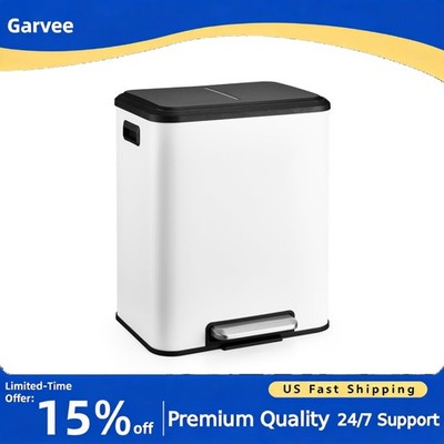2 Compartment Kitchen Waste Bin 15L Each Pedal Inner Bucket Softclose Recycling