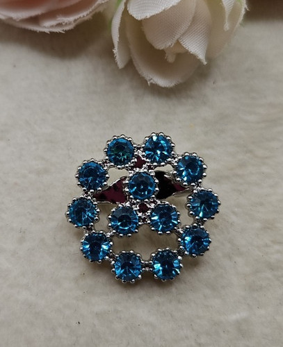 Vintage Ultramarine Bright Blue Brooch Pin Rhinestone  Sparkle Statement