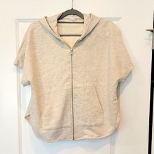 Zara Kids Girls 11-12 Heather Gray Shortsleeve Hoodie Full Zip Jacket NWOT