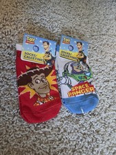 Disney Pixar Toy Story Woody Buzz Ankle Socks 2 Pairs Size 4-6 Kids