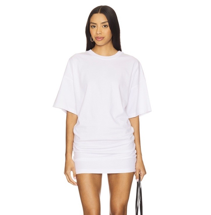 Enza Costa short sleeve supima cotton curve mini dress in white Size M