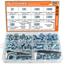 1/4-20, 5/16-18, 3/8-16 Threaded Inserts, Wood Inserts, Steel Threaded Inserts f
