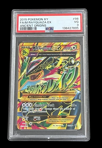 2015 POKEMON XY ACIENT ORIGINS #98 M RAYQUAZA EX FULL ART PSA 3 SHINY MEGA