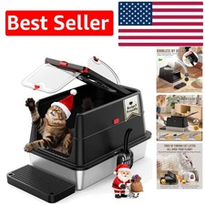 High Sided Top Entry Stainless Steel Litter Box - Self Cleaning & Odor Control