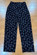 Giorgio Armani Black Floral Rayon  Silk Velvet Pants Sz. 46 12 