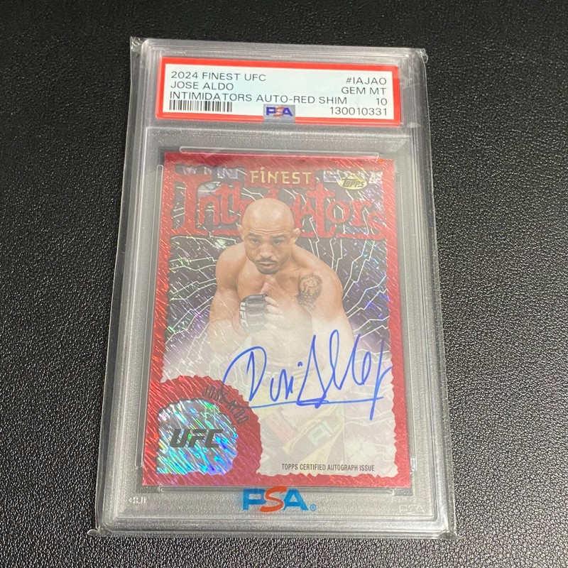 2024 Finest UFC Jose Aldo Intimidators Auto Red Shimmer Refractor #IA-JAO PSA 10