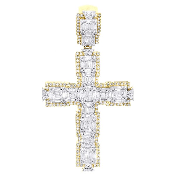 JFL Diamonds 10K Gelbgold AnhäNger Kreuz Baguette Diamant Cluster 1,63 Ct-image
