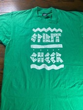 Vintage Spirit Cheer Green Graphic T-shirt Single Stitch Made In USA Size Large