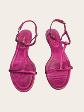 Prada Capretto Metallic Leather T-Strap Flat ...