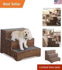 Wooden Dog Stairs and Sturdy Pet Steps for High Beds or Couches  Non-Slip D...