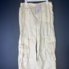 Women's Mid-Rise Wide Leg Pull-On Cargo Pants - Wild Fable Off-white Size XL