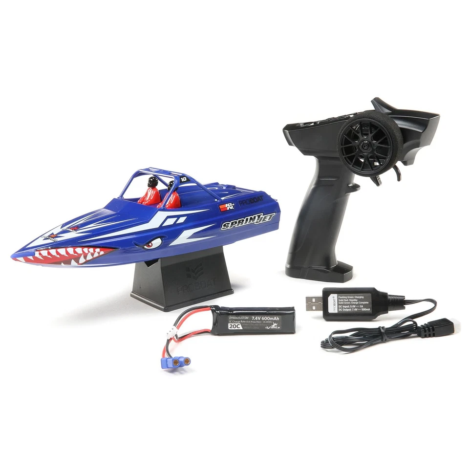 Sprintjet 9" Self-Righting Deep-V Jet Boat Brushed RTR Ready to Run Blue PRB0... - Image 2 of 4