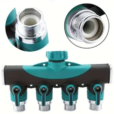 4-Way Garden Hose Splitter - Multi-Hose Water Distribution for Lawn & Garden