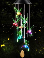 Wind Chimes,Hummingbird Solar Wind Chimes for Outside,Aluminum Tubes Memorial...