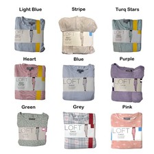 Loft Women's Soft Knit Long Sleeve Top  Pant Henley Sleep Set