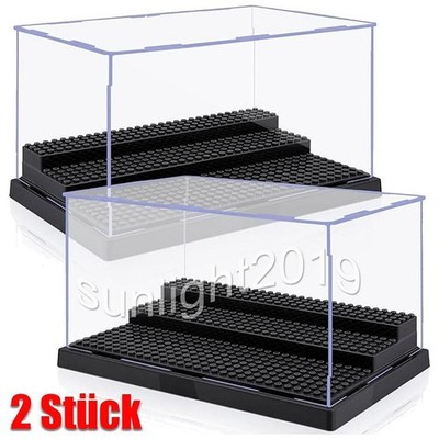 2 x Bausteine Acryl Vitrine Baukasten Plexiglas für Minifigur Steine Figur Case