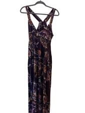 Express Women’s Purple Floral Boho Festival Beach Maxi Dress Stretch Size Small