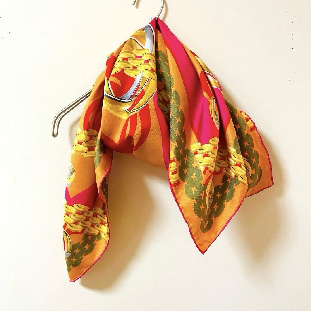 Cartier Orange Silk Scarf with Jewelry Pattern 85x87cm-image