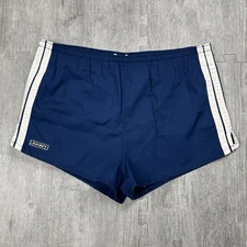 VTG 70S 80S MENS JOCKEY 3-STRIPE 2" INSEAM GYM SURF SHORTS LINED NAVY SIZE M USA