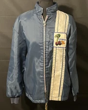 Vintage Cobra Racing Jacket Mens Medium Blue Nylon Sherpa Lined Patch Stripe 70s
