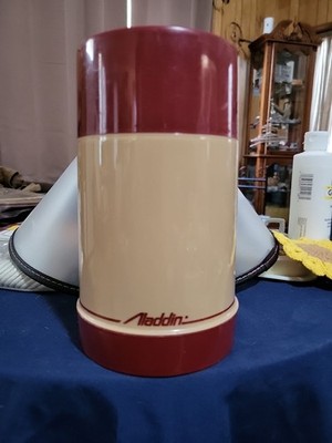 Vintage Aladdin Thermos 1 Pint Burgandy Tan Widemouth USA